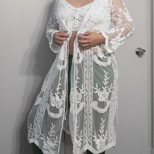 White Lace Sheer Kimono